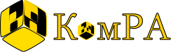 Логотип компании КомРА, куб и подпись